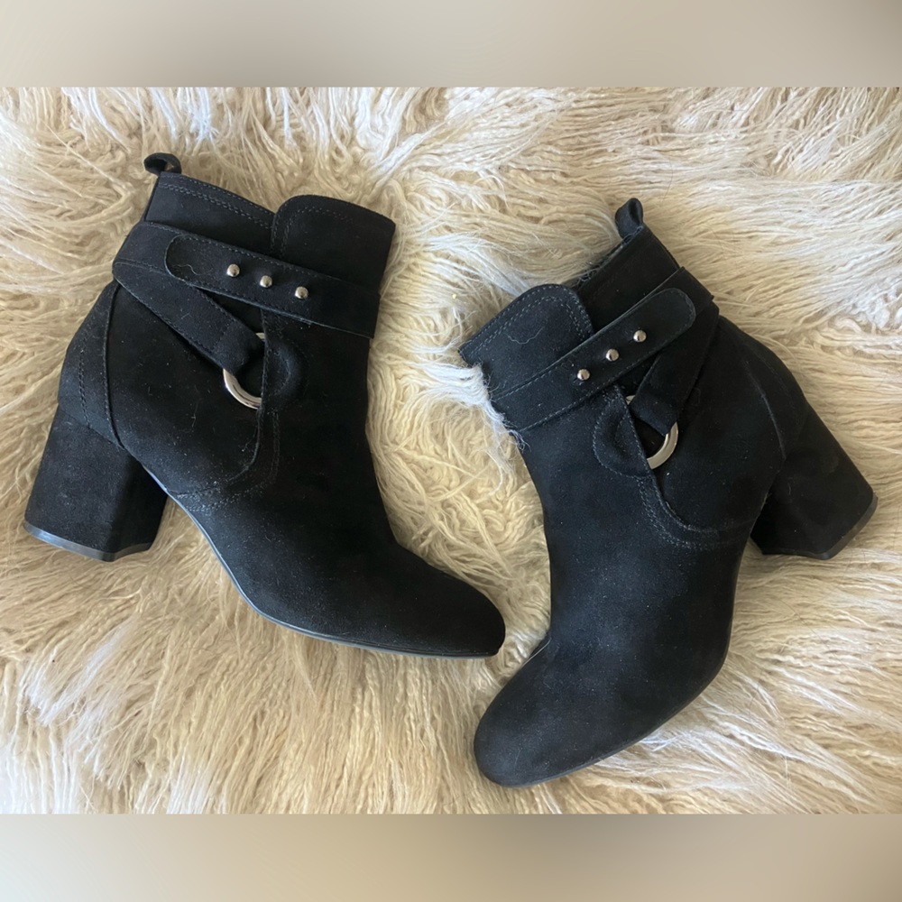 Black Suede Ankle Boots - Size 8M